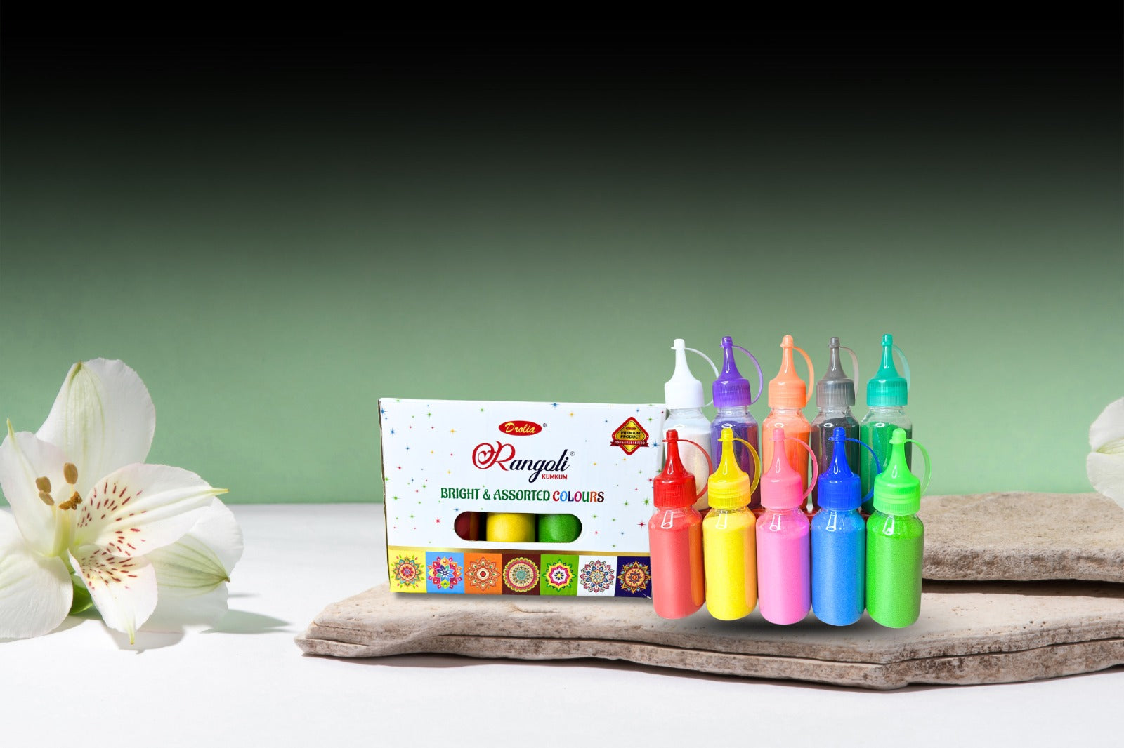 Drolia Rangoli 10 Colour Bottle Set